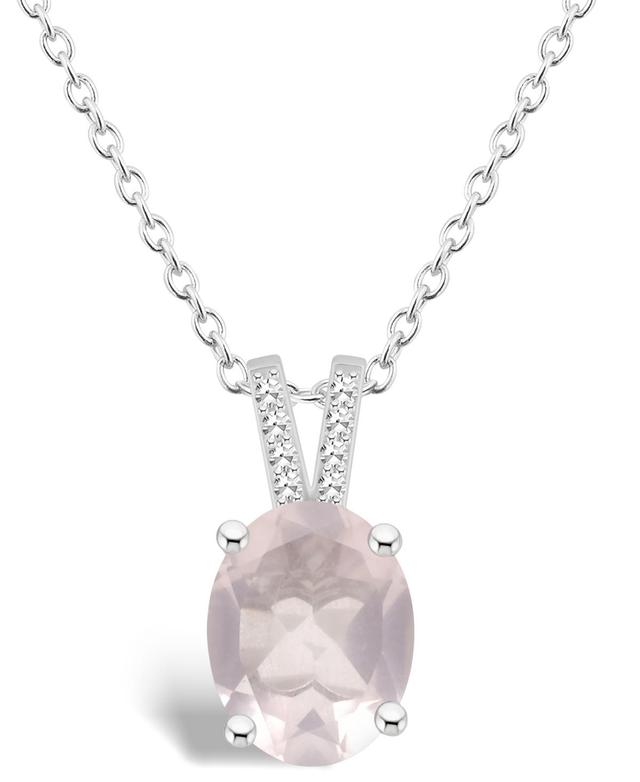 Alyson Layne Sterling Silver 10 mm x 8 mm Oval Gemstone & Diamond Accent Pendant Necklace, Womens Pink Product Image