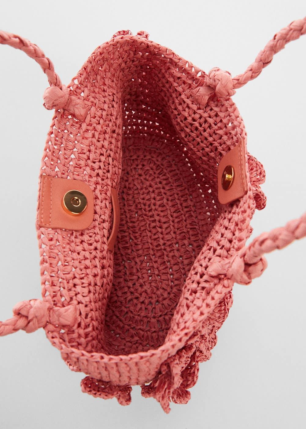 MANGO - Raffia effect flower bag - One size - Women Product Image