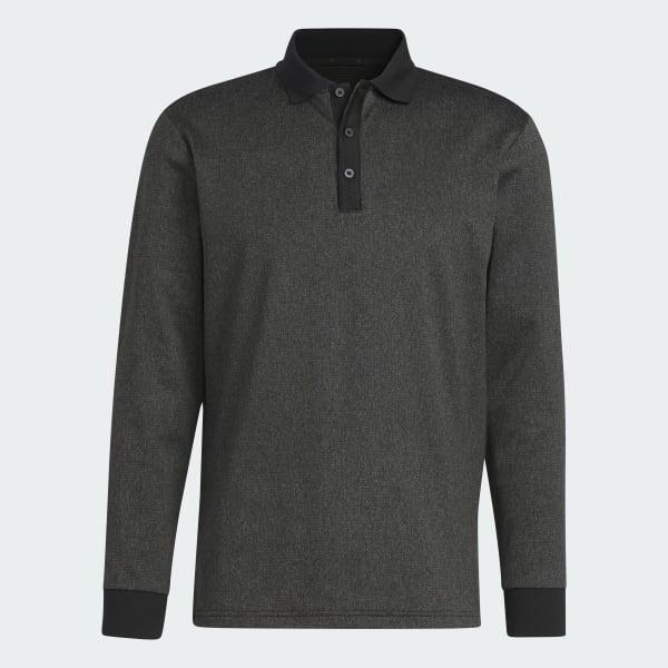 Essentials Heathered Long Sleeve Polo Shirt Product Image