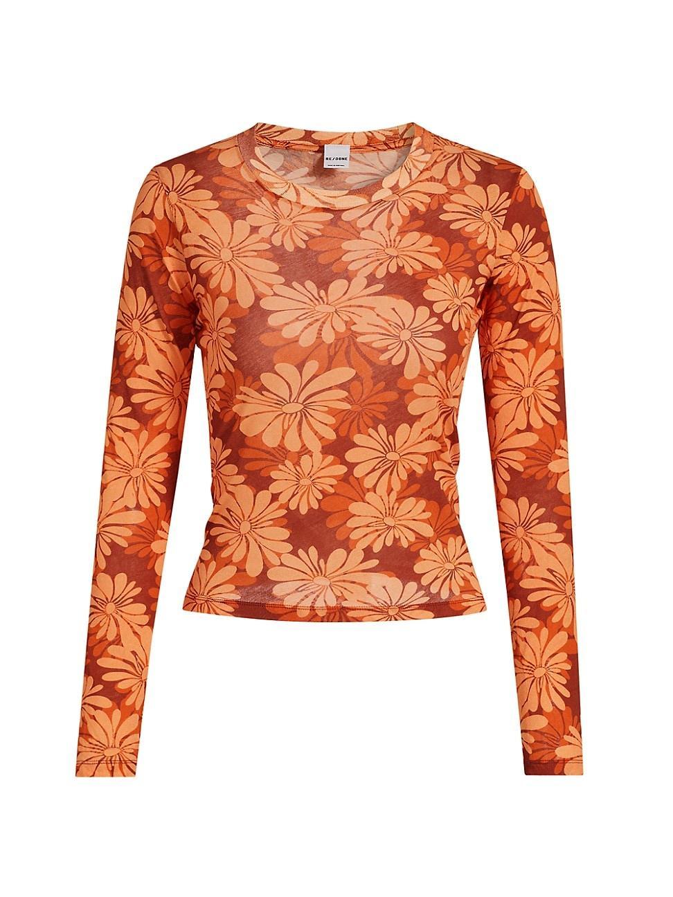 Womens Floral Jersey Long-Sleeve Top Product Image