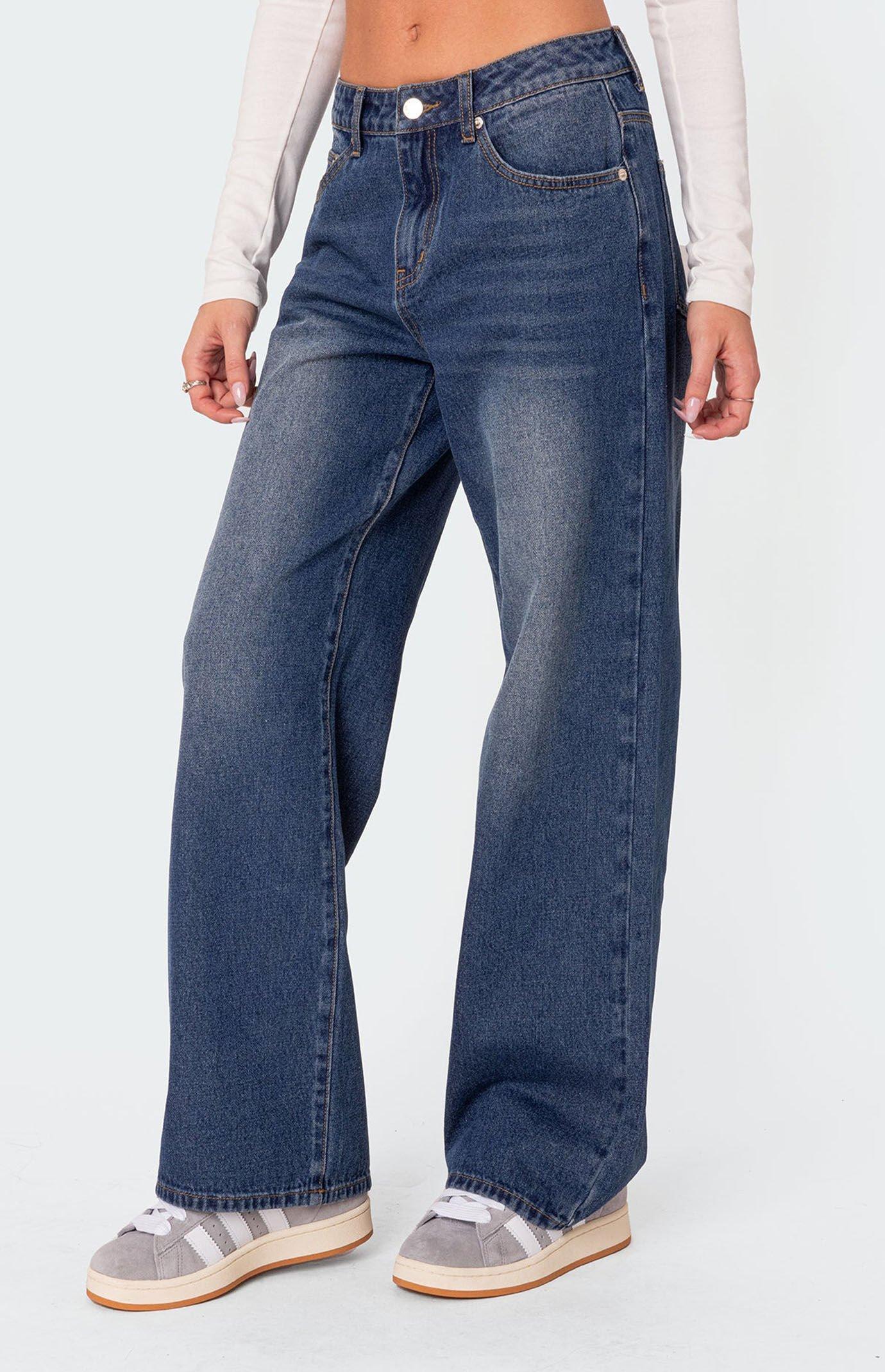 Edikted Women's Karie Relaxed Mid Rise Jeans Product Image