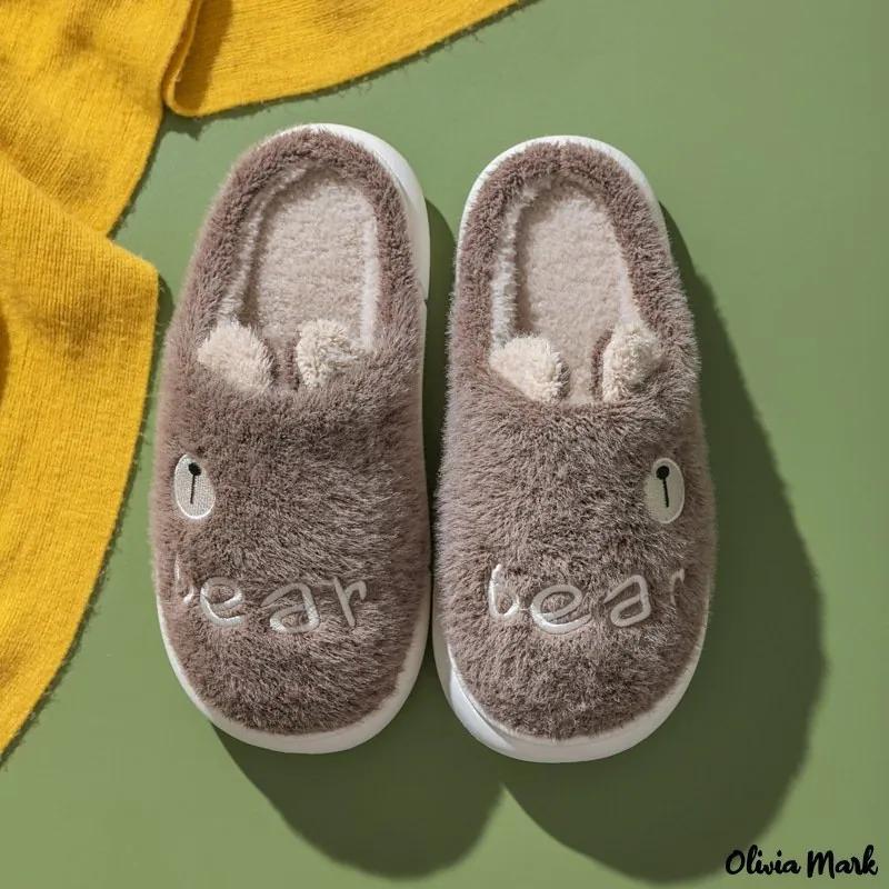 Olivia Mark – Winter cotton slippers cute home warm autumn and winter thick bottom couple non-slip Product Image