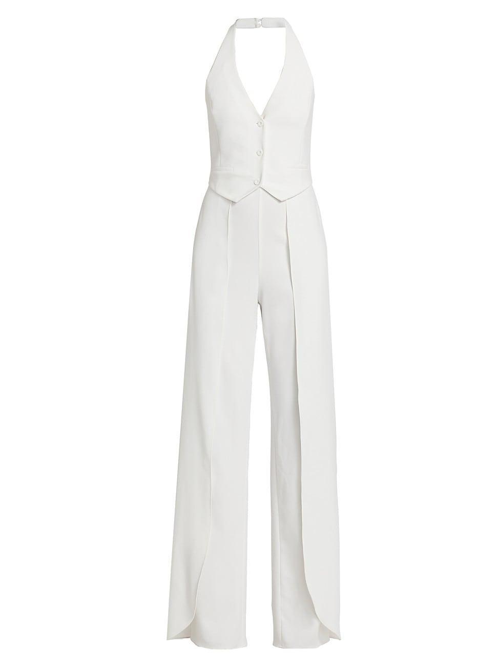 Womens Robin Mixed-Media Halterneck Jumpsuit Product Image