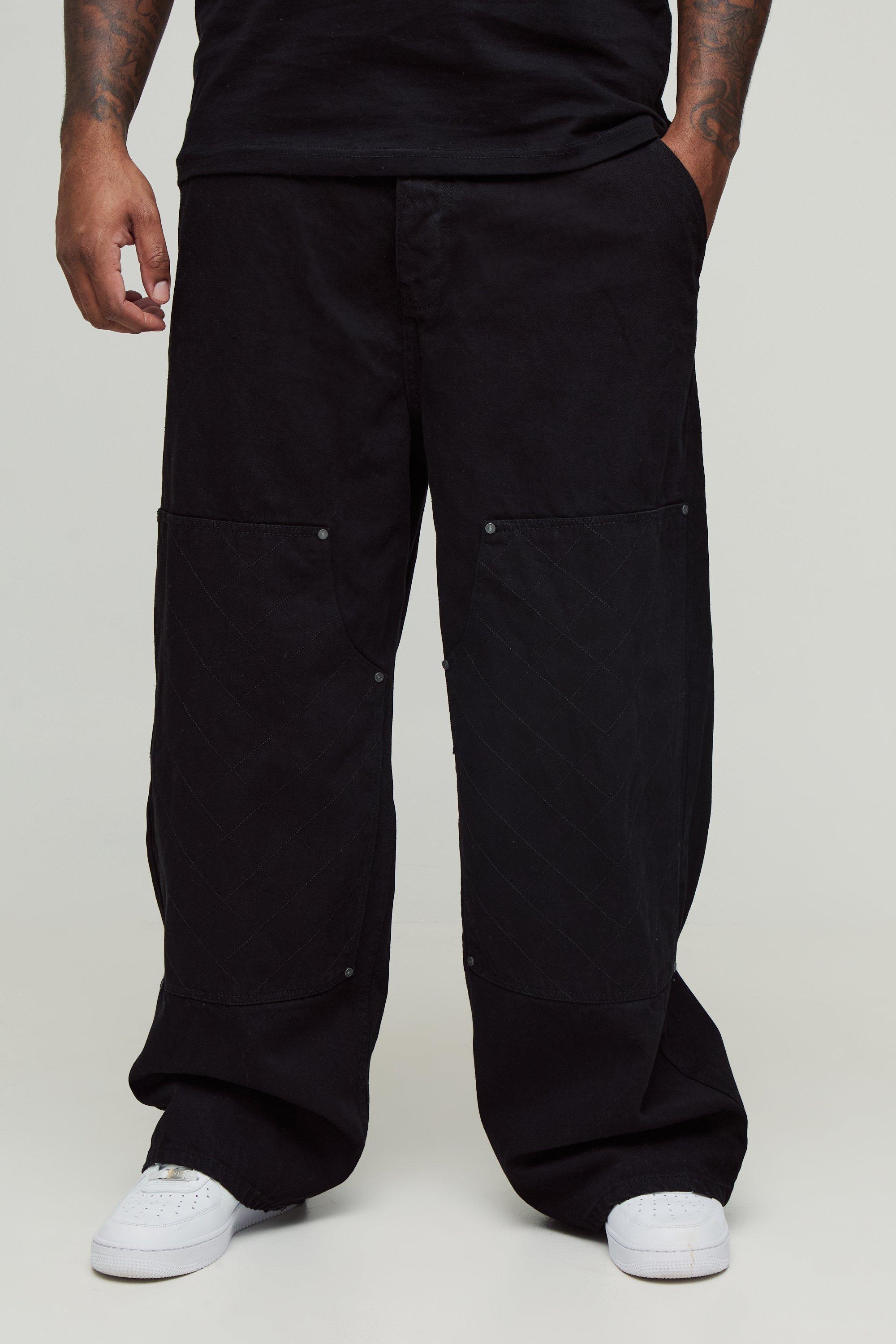 Plus Relaxed Rigid Stitch Detail Carpenter Jean | boohooMAN USA Product Image