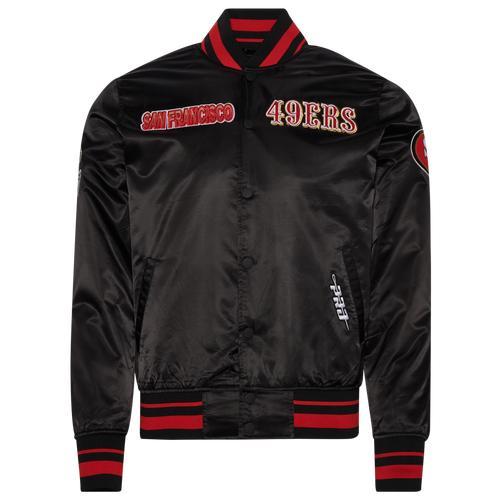 Pro Standard Mens SF 49ers Turn It Up M Rib Satin Jacket - Black/Red Product Image