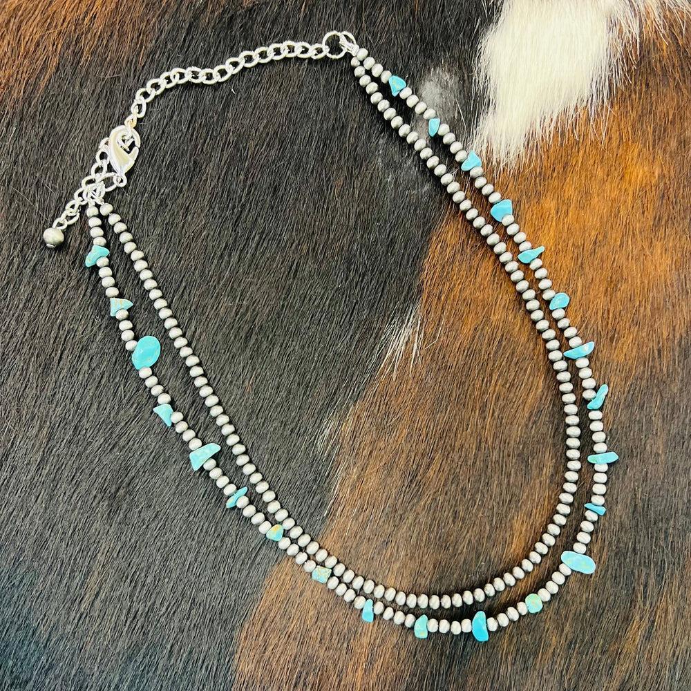 Double Or Nothing Turquoise Beaded Necklace Product Image