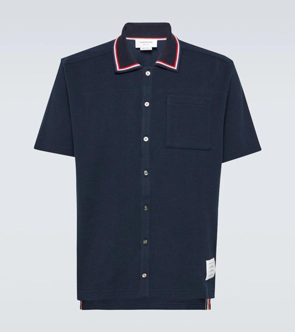 Cotton Polo Shirt In Navy Product Image