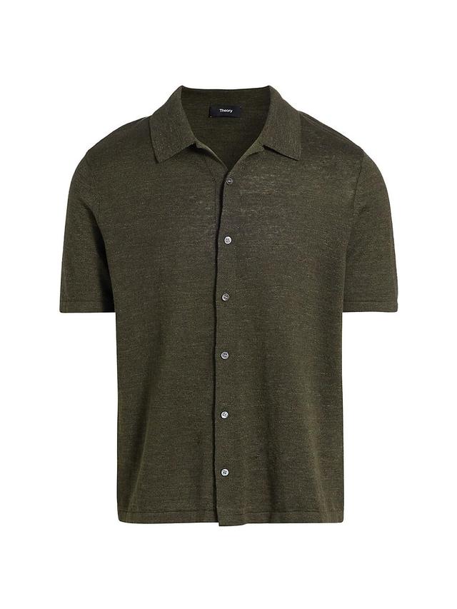 Mens Short-Sleeve Button-Front Linen Shirt Product Image