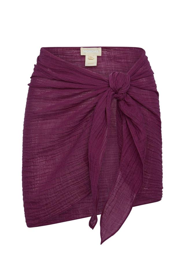 South Beach Sarong - Eggplant Crinkle Linen Product Image