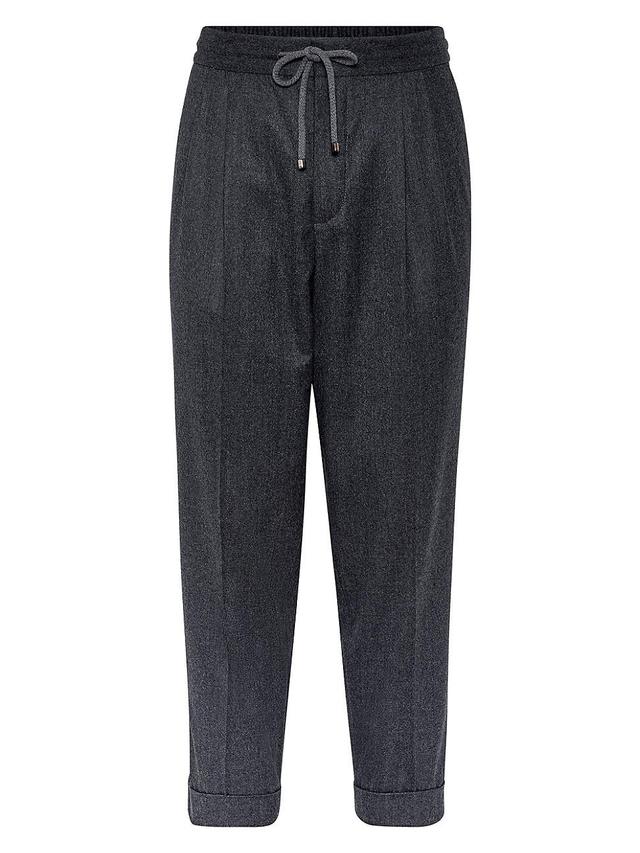 Mens Leisure Fit Trousers with Drawstring and Double Pleats Product Image