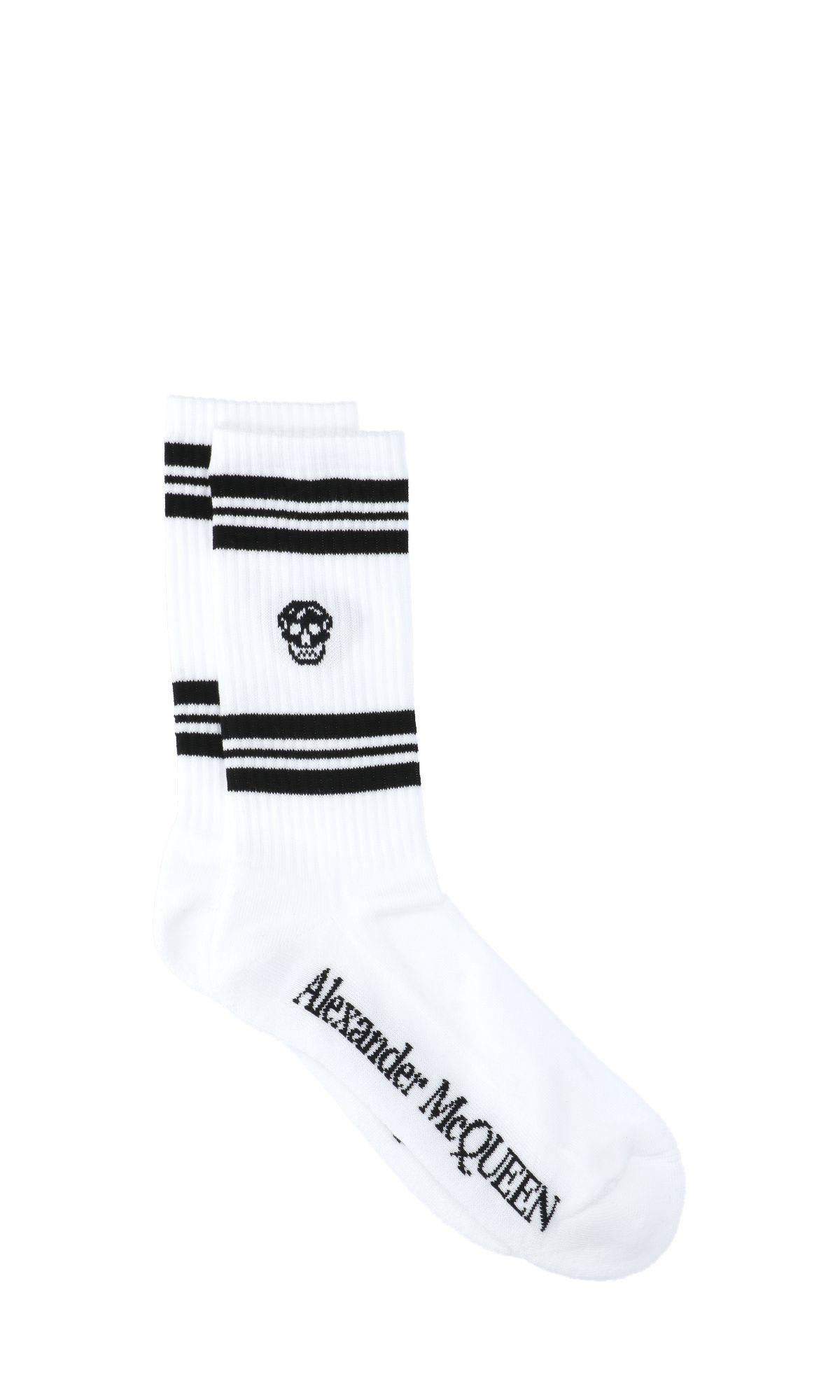 Logo-intarsia Metallic Cotton-blend Socks In White Black Product Image