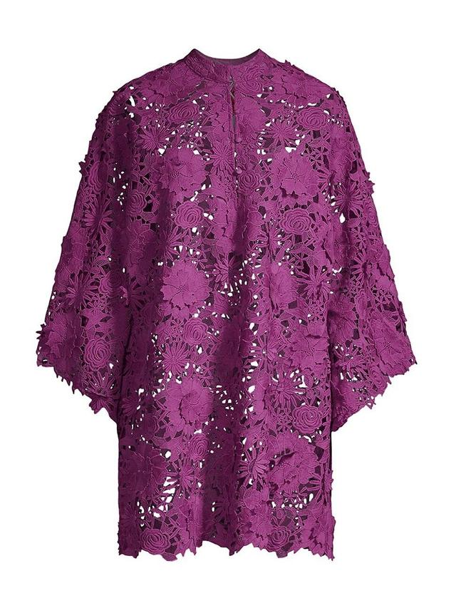 Womens Floral Lace Caftan Minidress Product Image