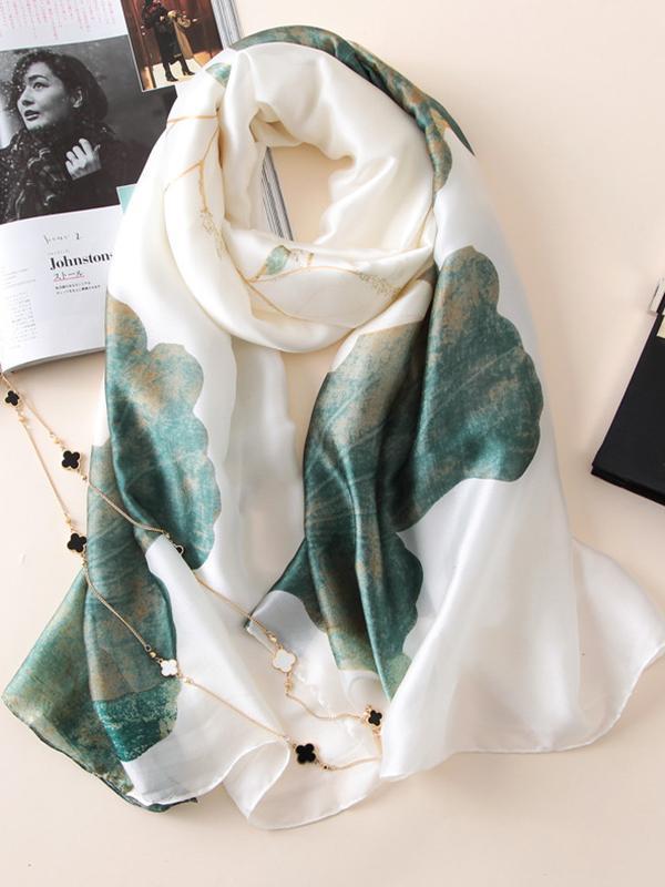 Vintage Floral Printed Silk Imitation Shawl&Scarf Product Image