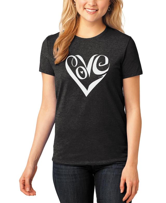 Womens Premium Blend Word Art Script Love Heart T-shirt Product Image