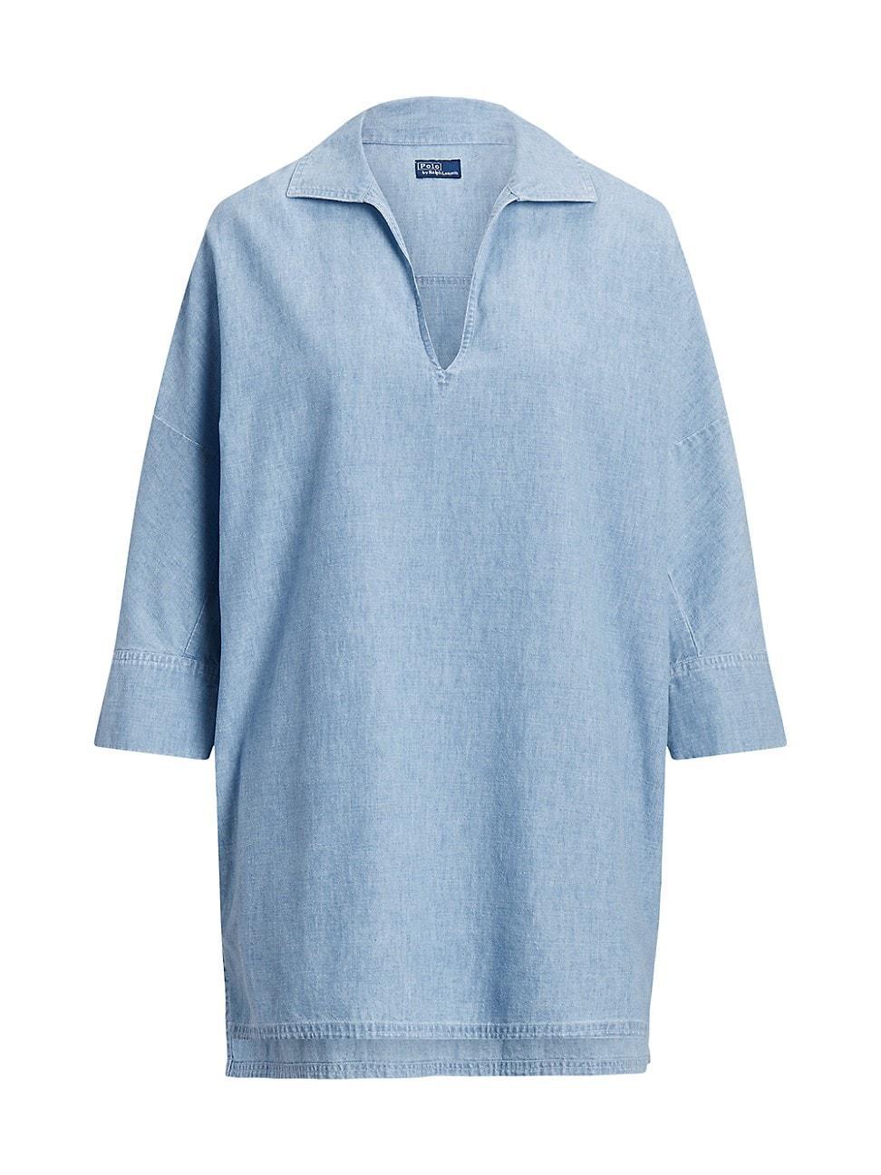 Womens Oversized Chambray Cotton Tunic Product Image