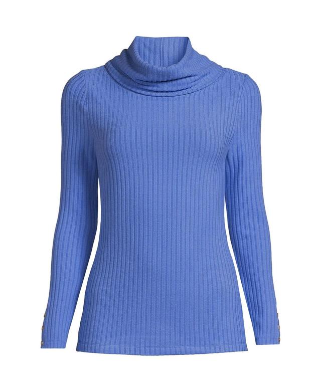 Lands End Womens Plus Size Long Sleeve Wide Rib Cowl Neck Tee Product Image