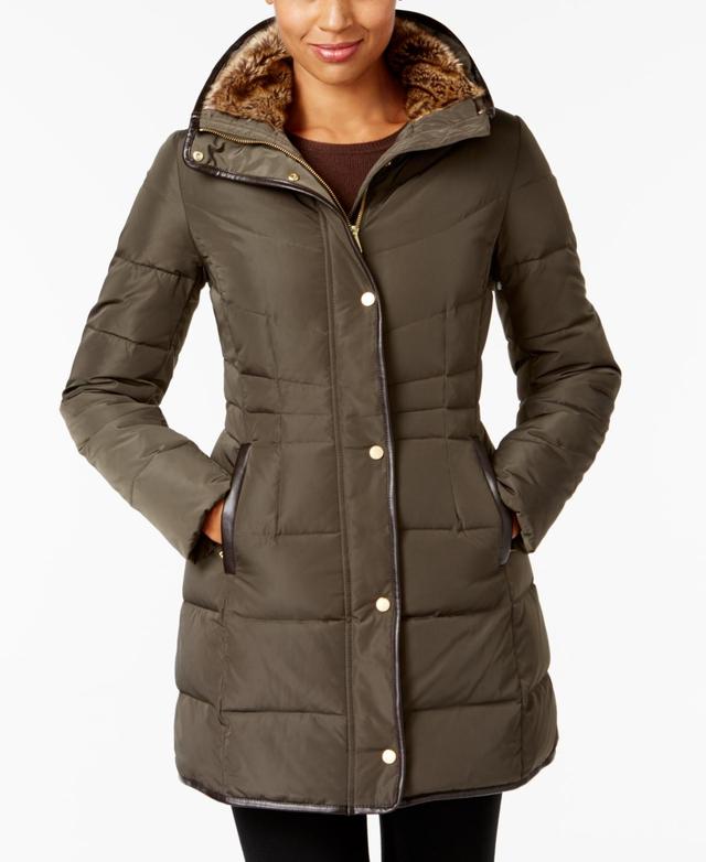 Cole Haan Signature Zip Front Faux Fur Lined Down Puffer Coat Product Image