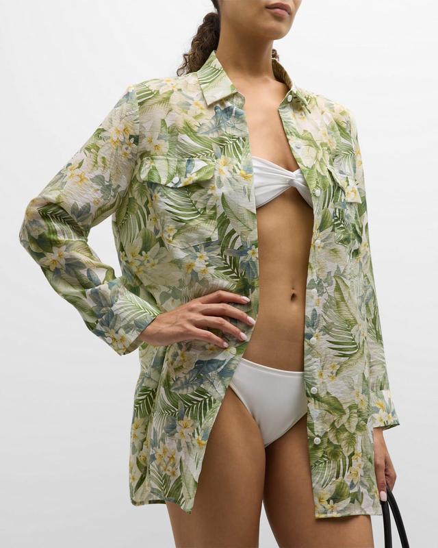 Tommy Bahama Paradise Fronds Cover-Up Boyfriend Shirt Product Image