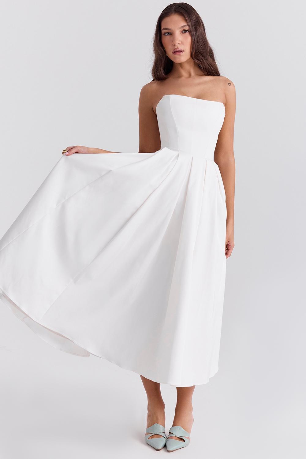 Audrey White Strapless Midi Sundress Product Image