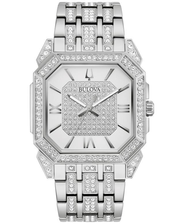 Men's Bulova Octava Crystal Gold-Tone Watch with Octagonal Silver-Tone Dial (Model: 98A295) Product Image