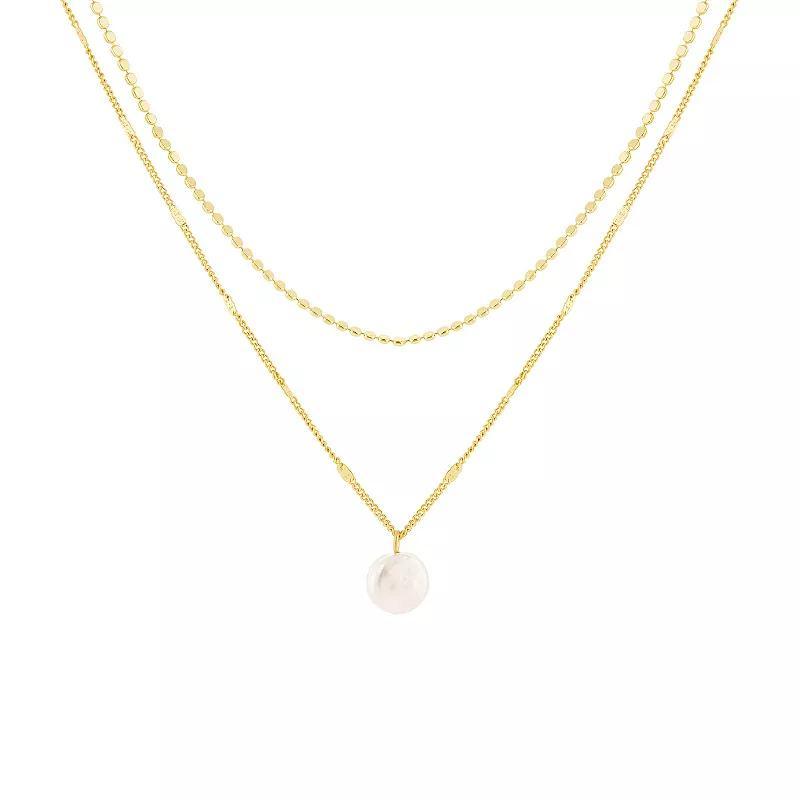 Emberly Gold Tone Simulated Pearl Polished Bead Chain & Pendant Double-Strand Necklace, Womens Yellow Gold Tone Product Image