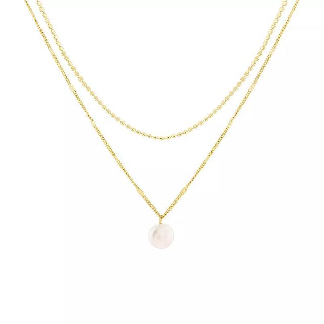 Emberly Gold Tone Simulated Pearl Polished Bead Chain & Pendant Double-Strand Necklace, Womens Yellow Gold Tone Product Image