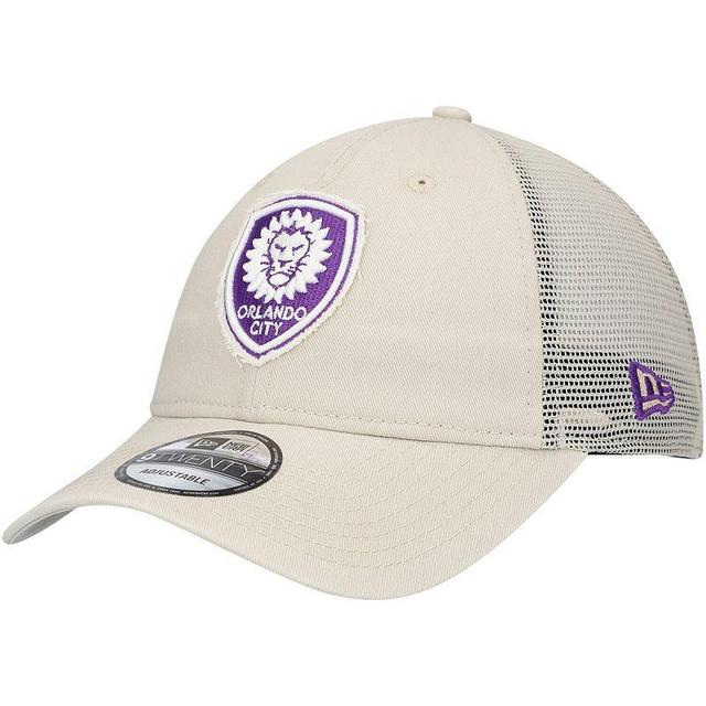 Mens New Era Tan Orlando City SC Game Day 9TWENTY Adjustable Trucker Hat Product Image