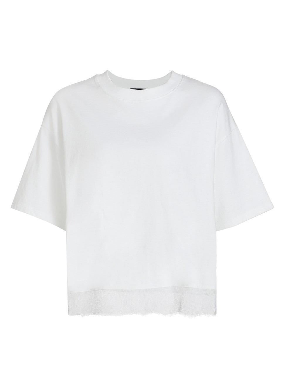 Womens Lace-Hem Cropped T-Shirt product image