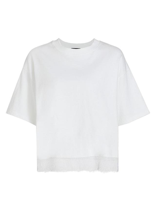 Womens Lace-Hem Cropped T-Shirt Product Image