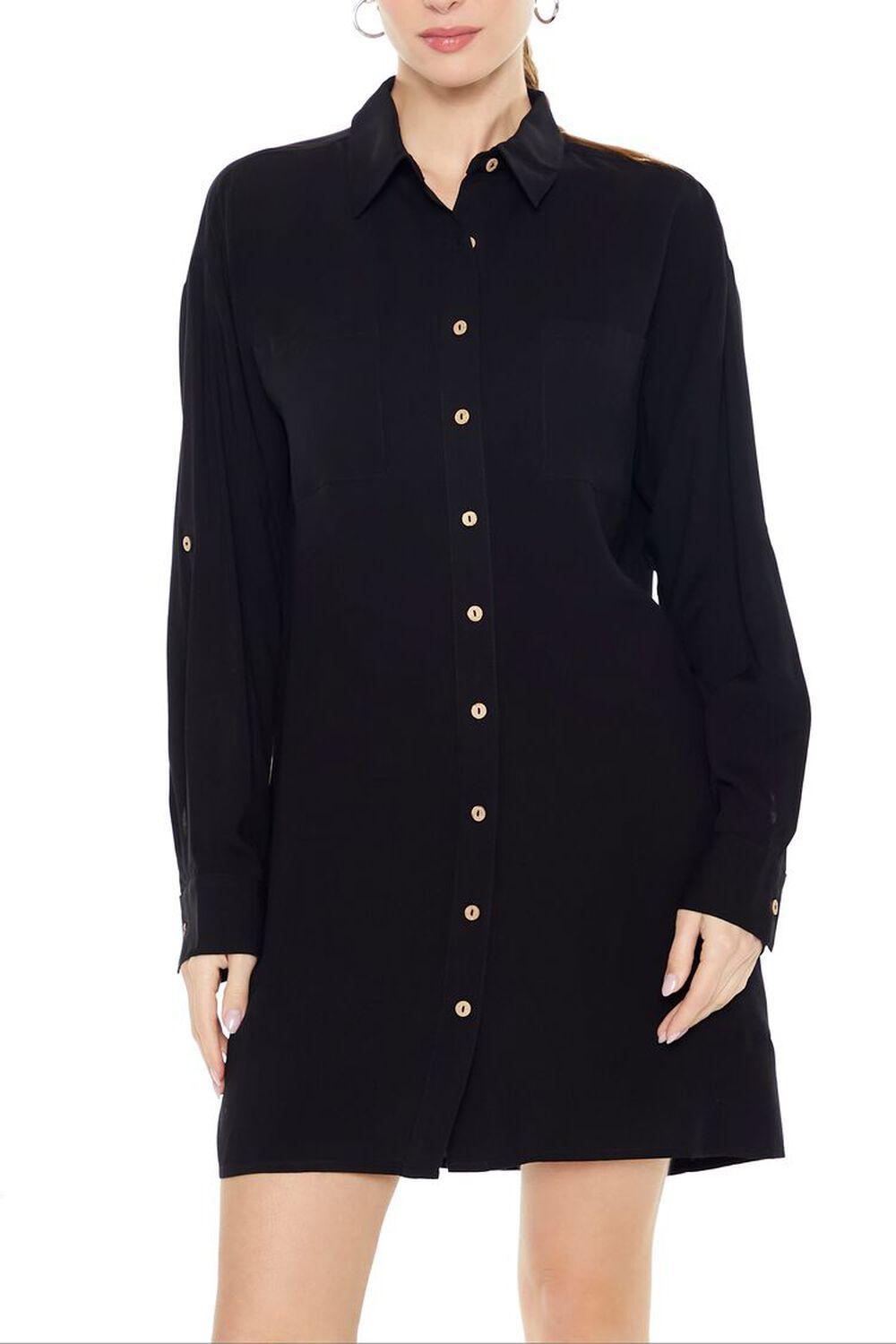 Drop-Sleeve Shift Shirt Dress | Forever 21 Product Image