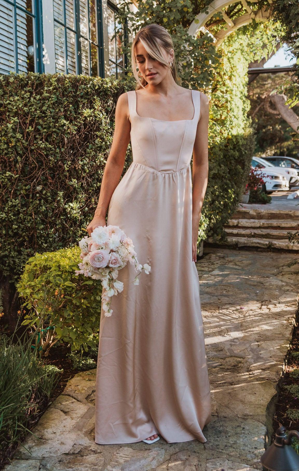 Nina Maxi Dress ~ Champagne Luxe Satin Product Image