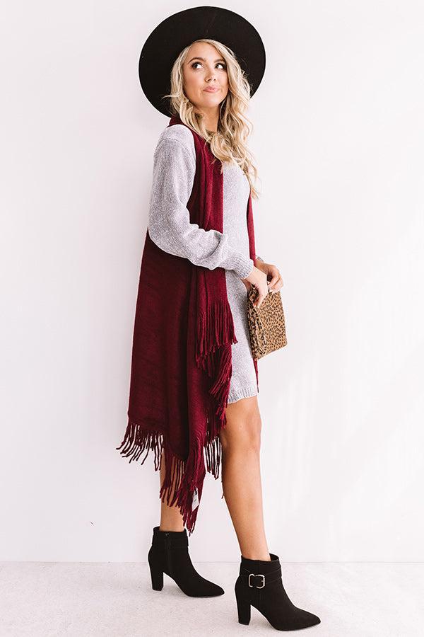 Fallin' For Autumn Fringe Vest In Windsor Wine Product Image