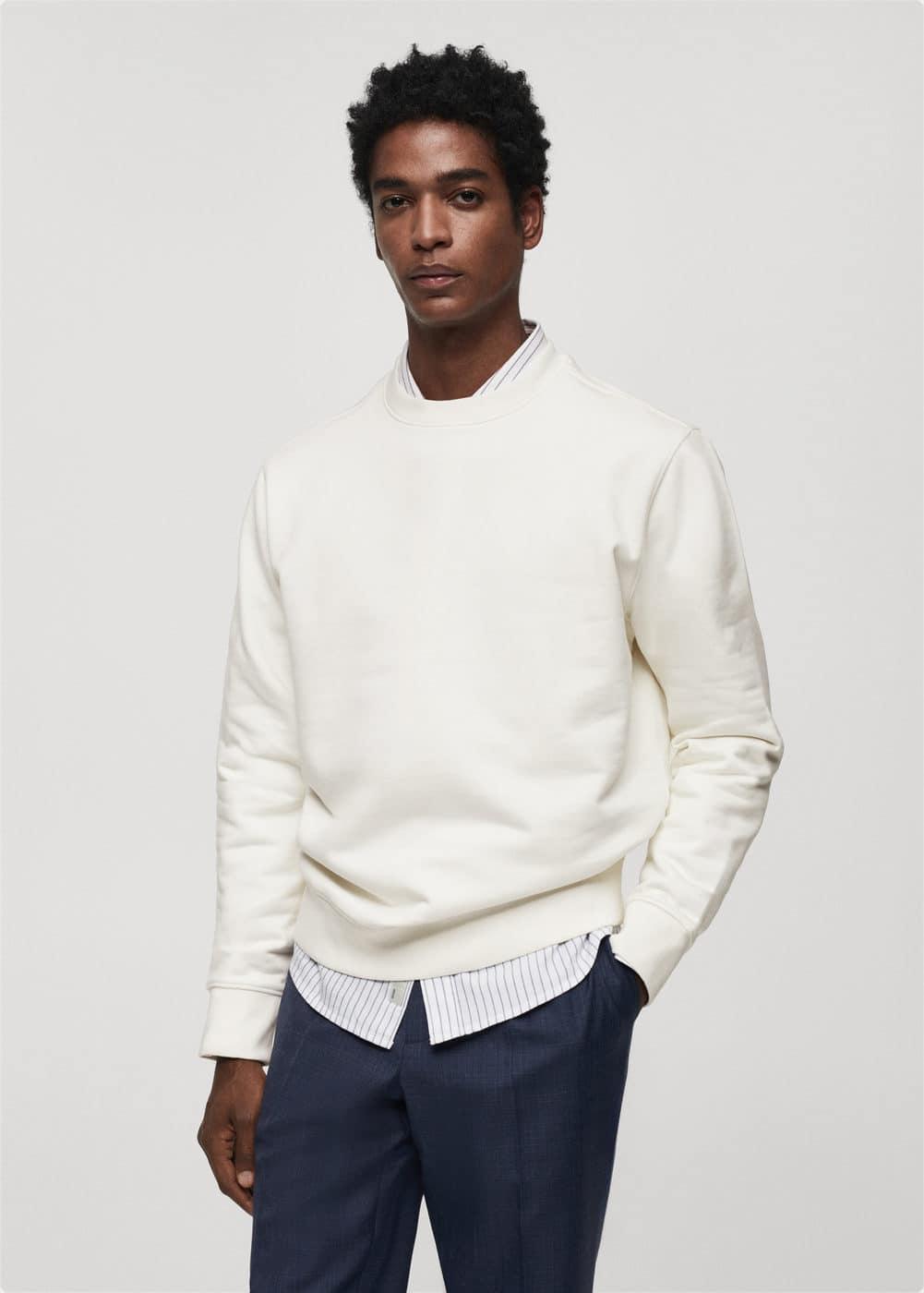 MANGO MAN - 100% cotton basic sweatshirt ecruMen Product Image