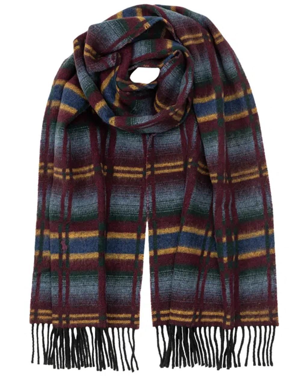 POLO RALPH LAUREN Men's Jacquard Plaid Scarf In Wine Multi Product Image