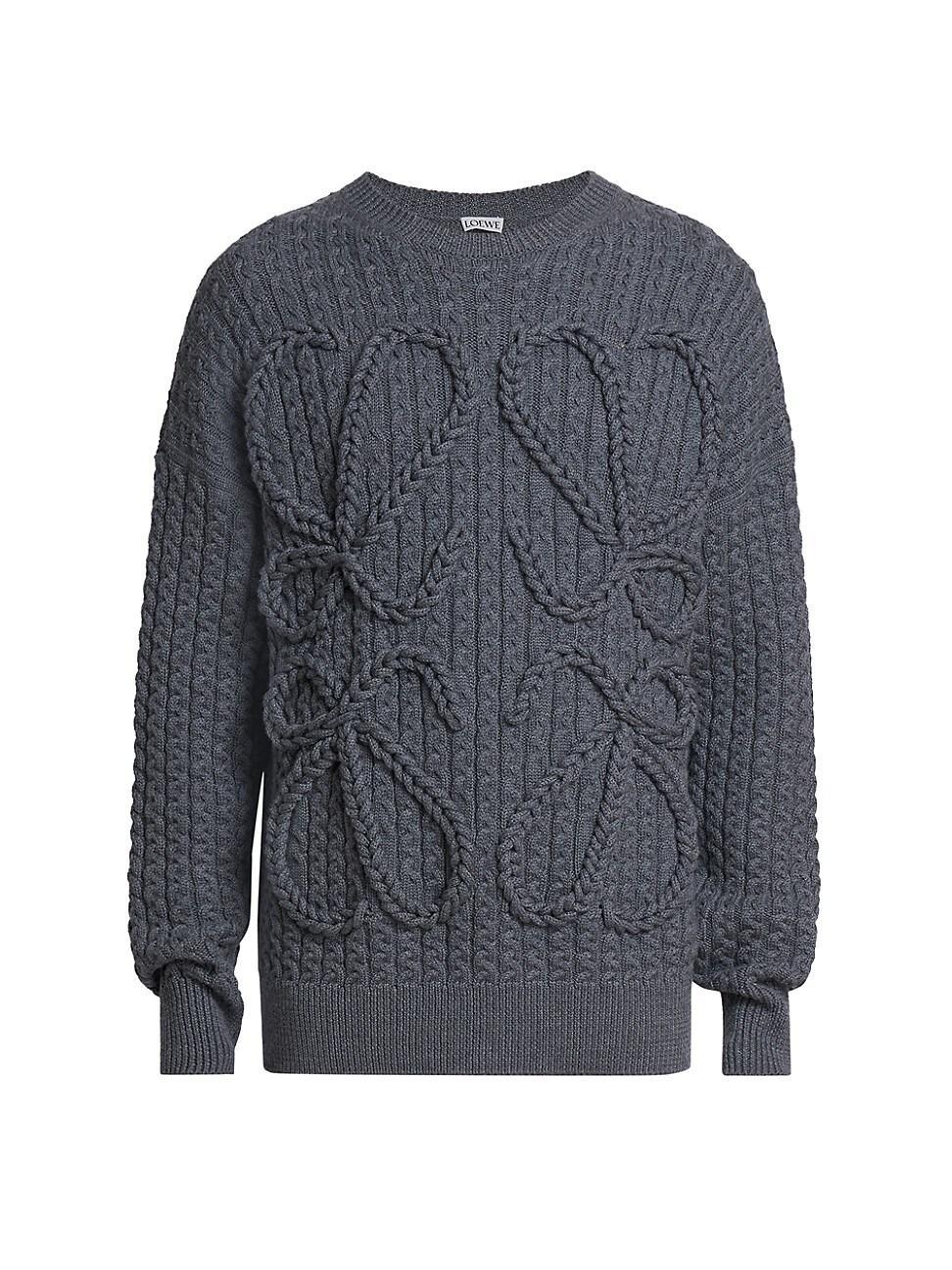 Mens Cable-Knit Wool Sweater Product Image