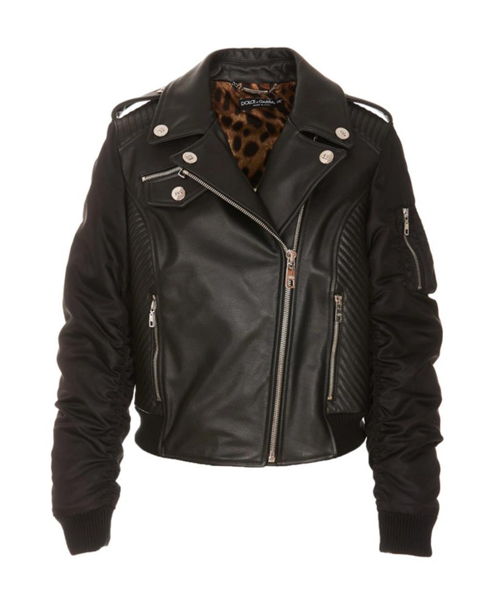 Leather Biker Jacket In Black product image