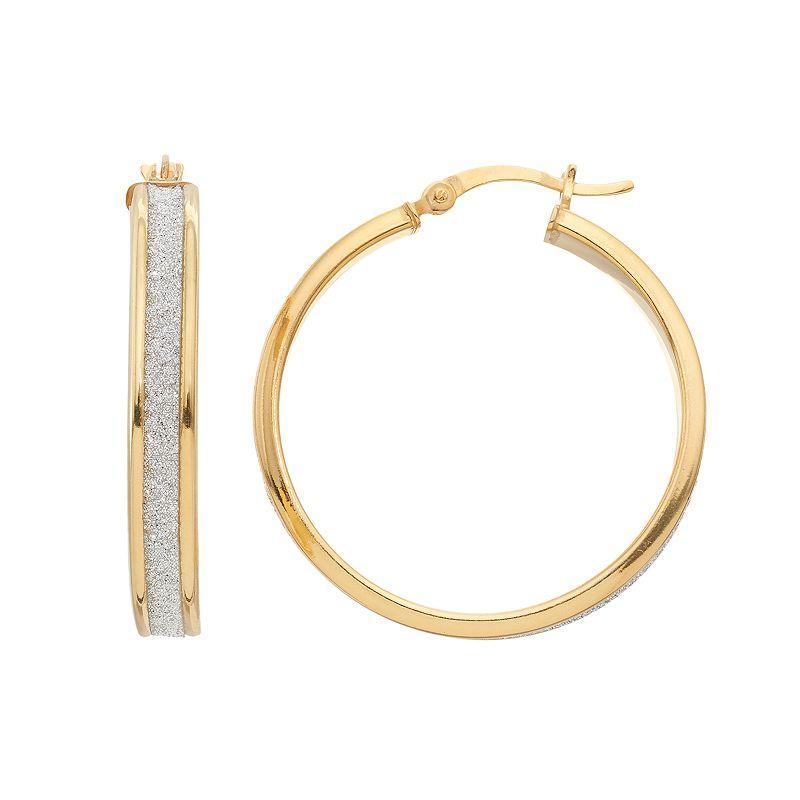 Sterling Silver Hoop Earrings, Womens, Yellow Product Image