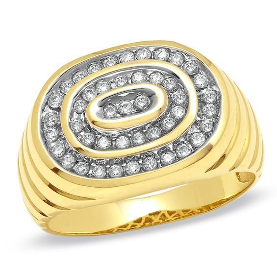 Men's 1/2 CT. T.w. Diamond Oval Ring in 14K Gold Product Image