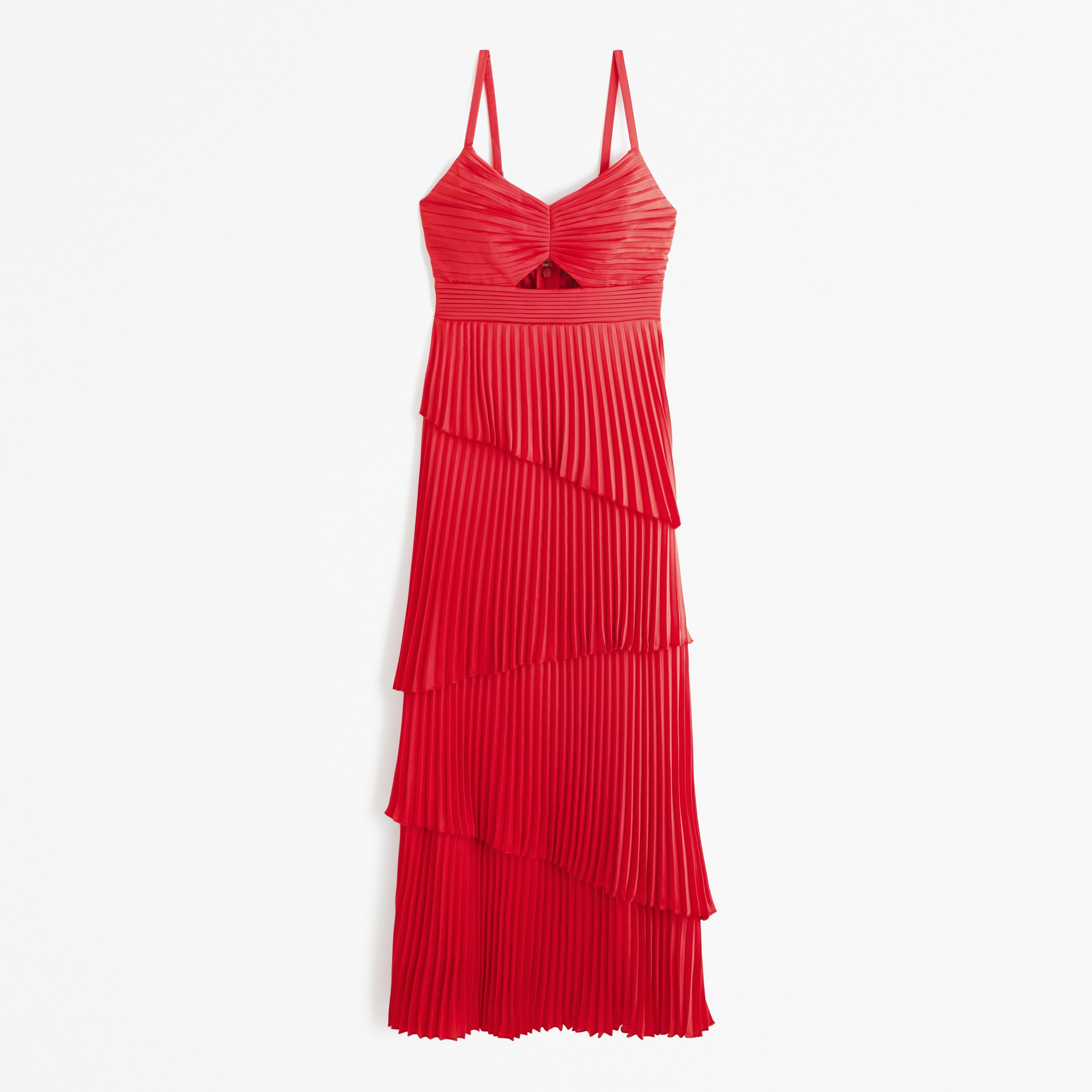 The A&F Giselle Pleated Tiered Maxi Dress Product Image