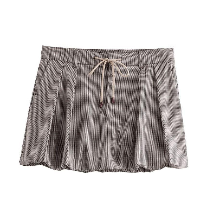 Drawstring Waist Mini A-Line Skirt Product Image