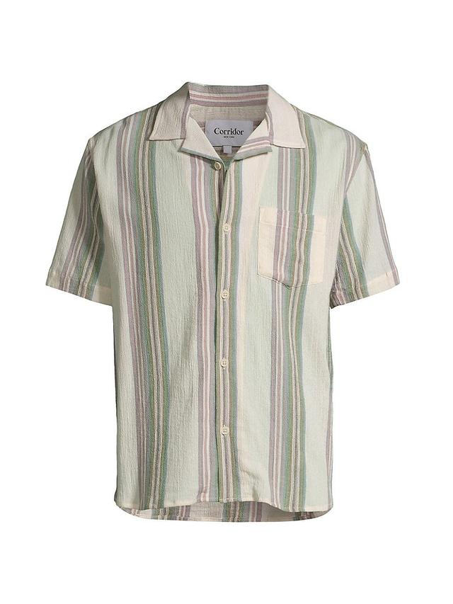 Mens Riis Striped Cotton Camp Shirt Product Image