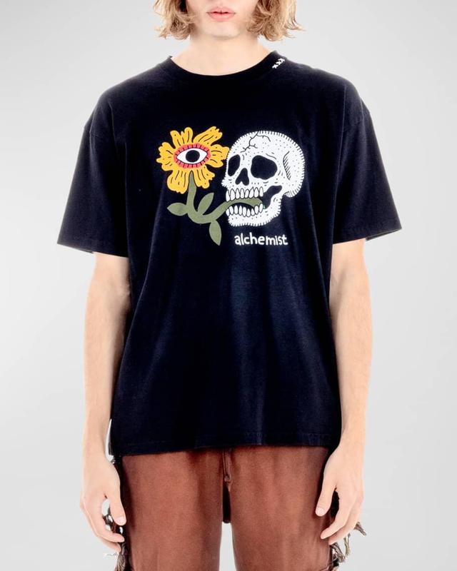 Mens Floral Skull T-Shirt Product Image