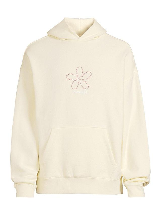 Mens Flower Stamp Logo Cotton Hoodie Product Image