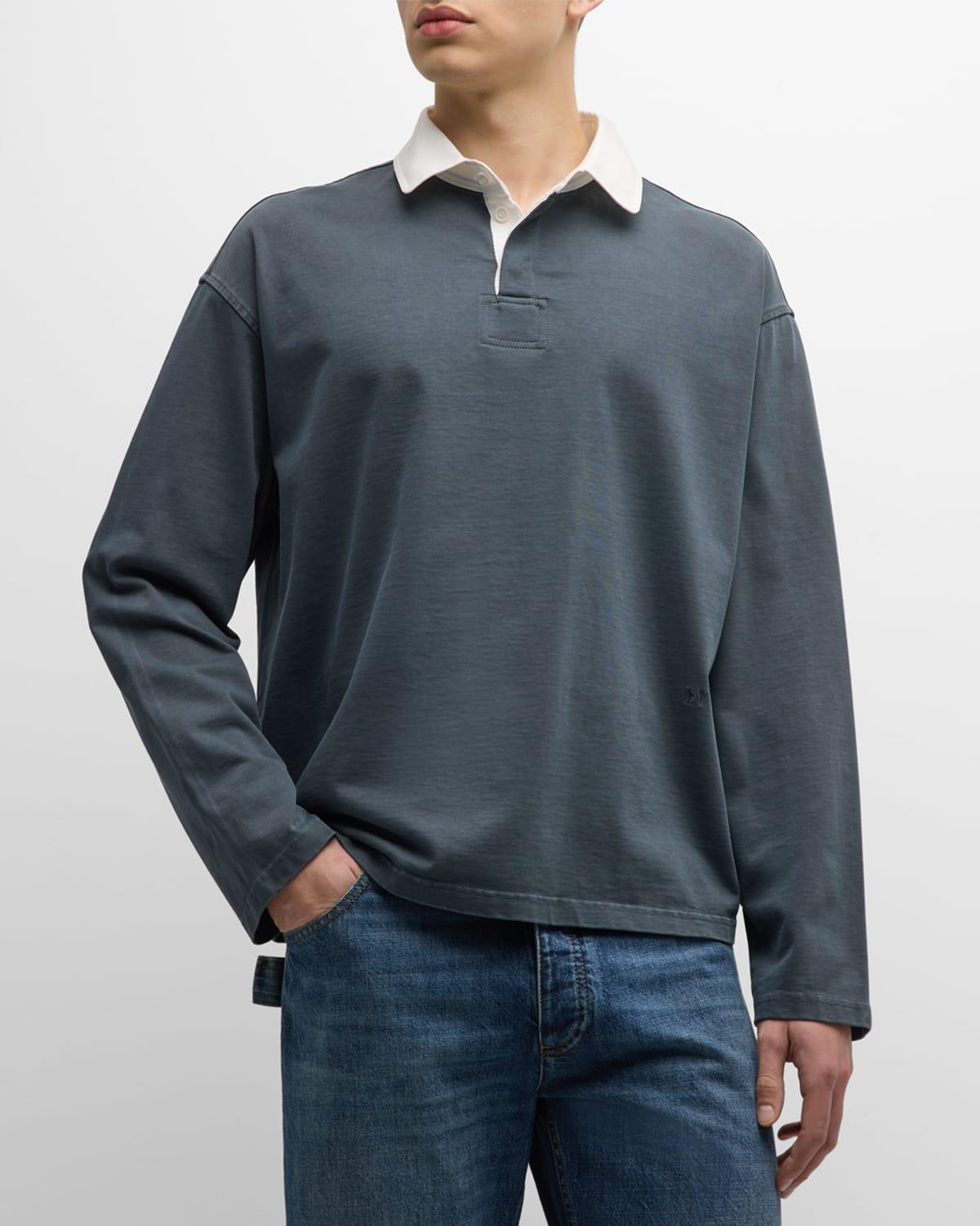 Mens Washed-Out Jersey Polo Shirt Product Image