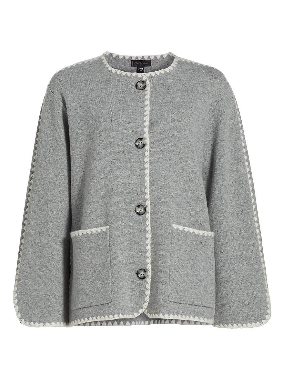 Womens Whipstitch-Trim Cashmere Cardigan Product Image