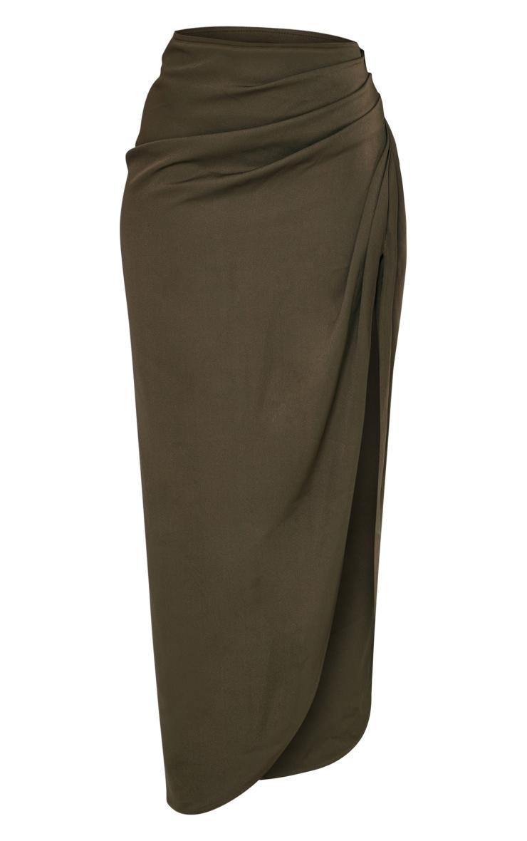 Khaki Woven Ruched Midaxi Skirt product image