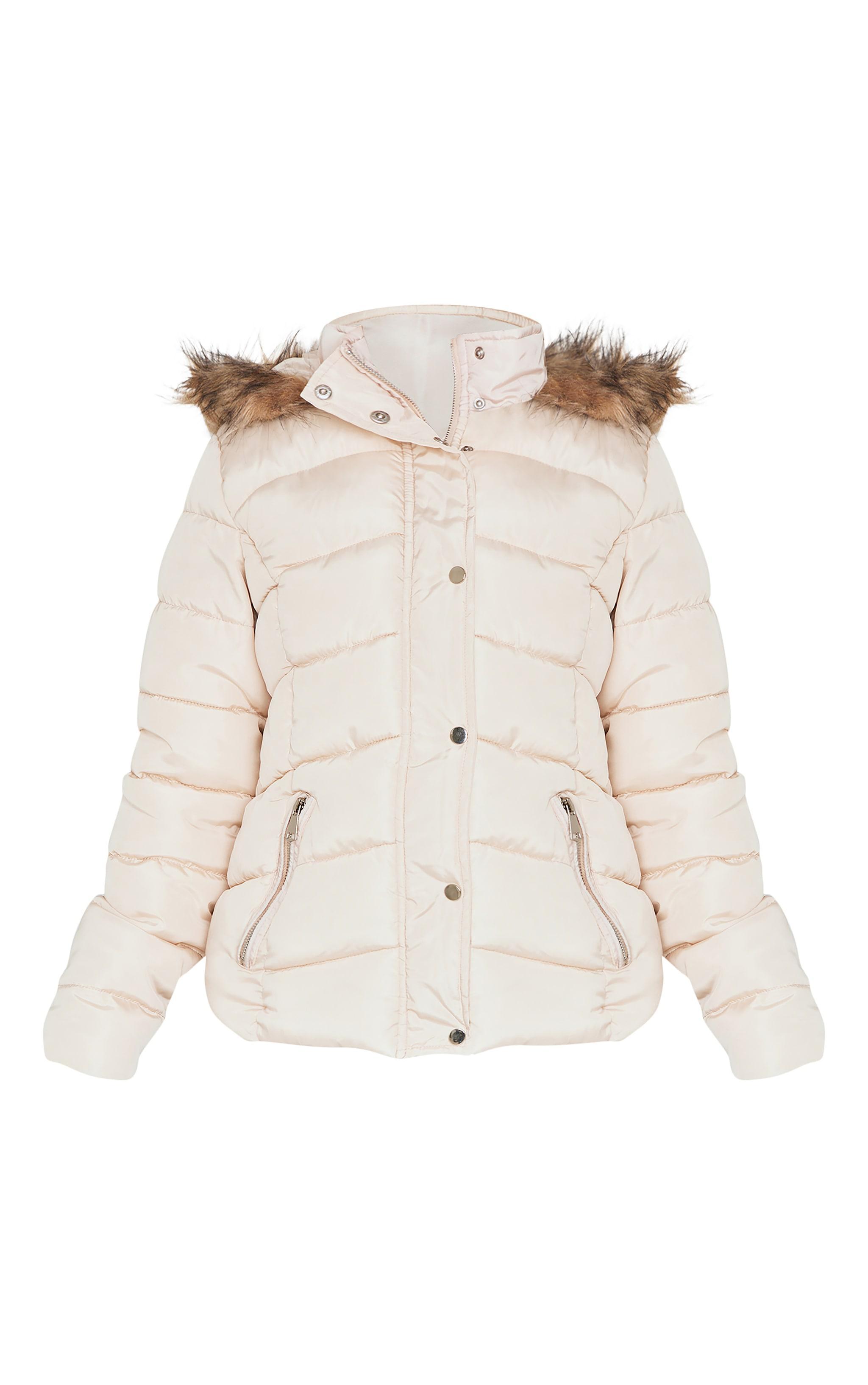 Stone Quilted Mara Faux Fur Hooded Puffer Jacket Product Image