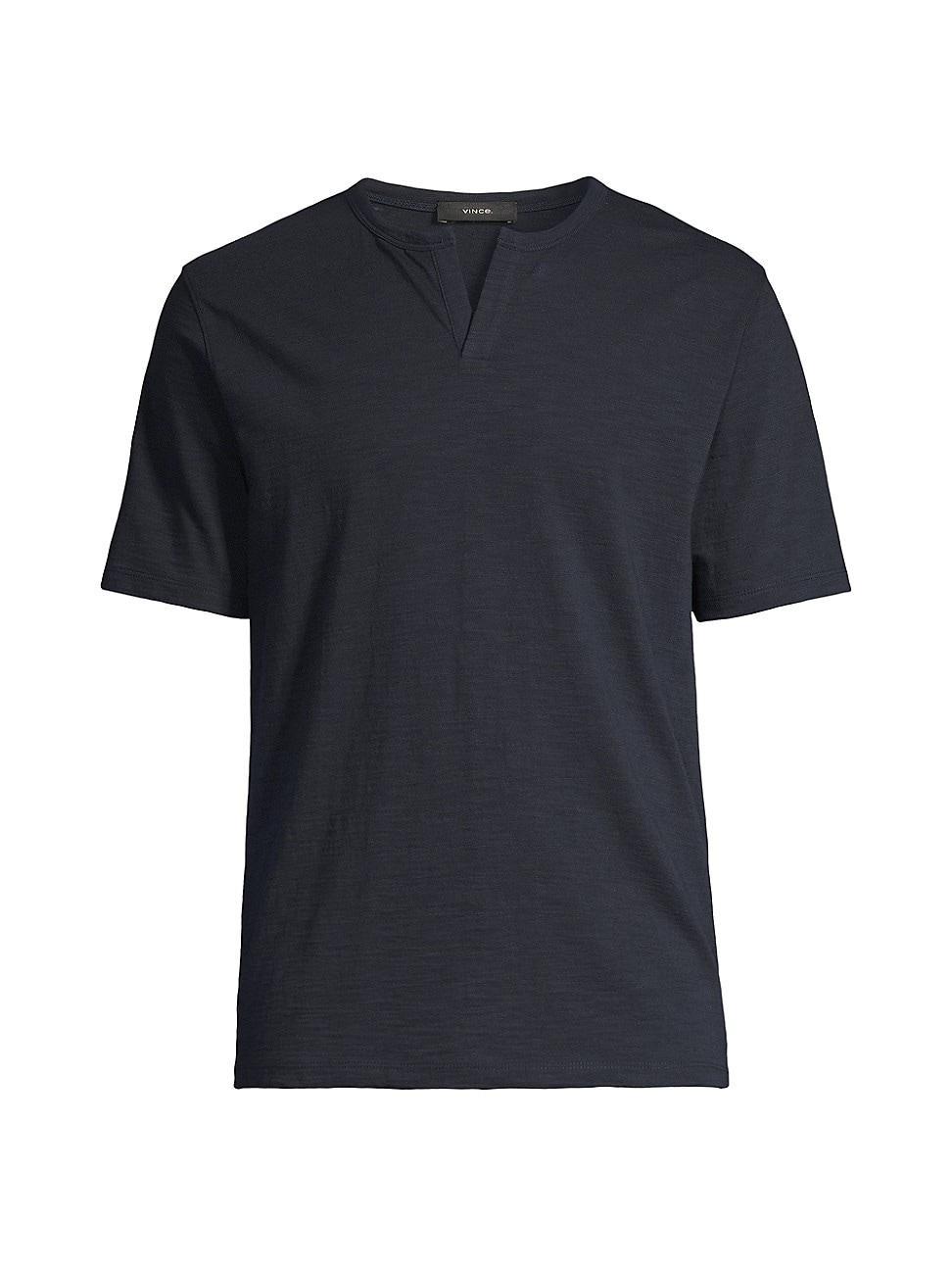 Mens Slub Split Neck Short-Sleeve T-Shirt Product Image