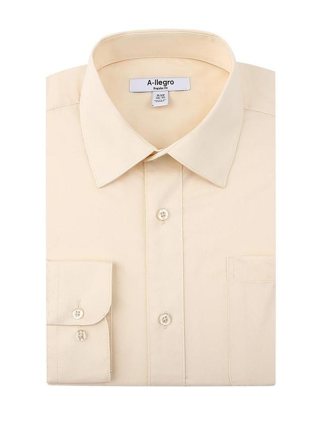 Classic Regular Fit Dress Cotton Shirt In Beige Product Image