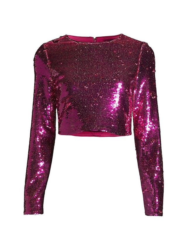 Womens Shailyn Sequined Crop Blouse Product Image